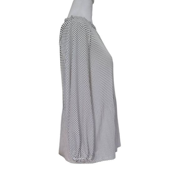 Adrianna Papell Top Blouse Women’s Medium White Black Polka Dot Long Sleeve - Picture 4 of 13